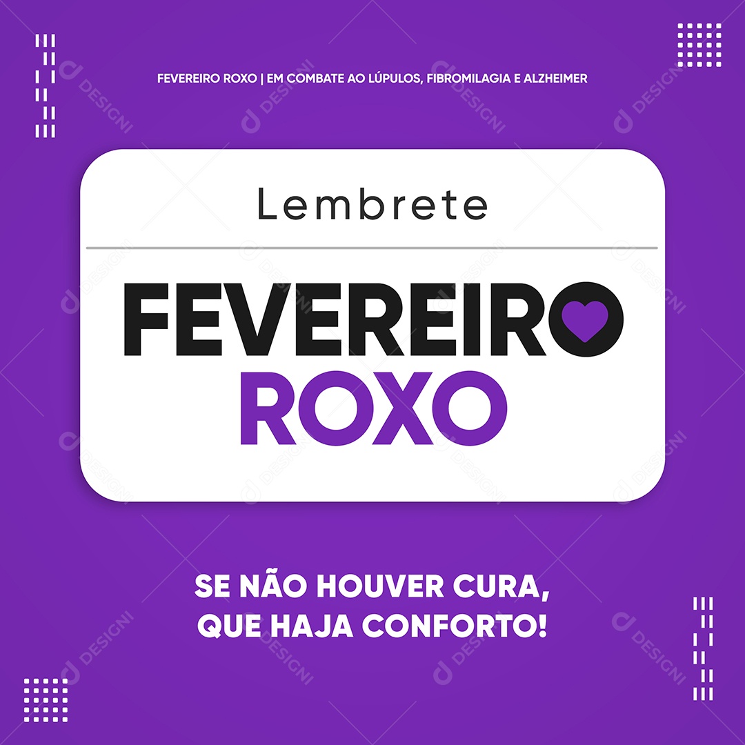 Social Media Feed Lembrete Fevereiro Roxo PSD Editável