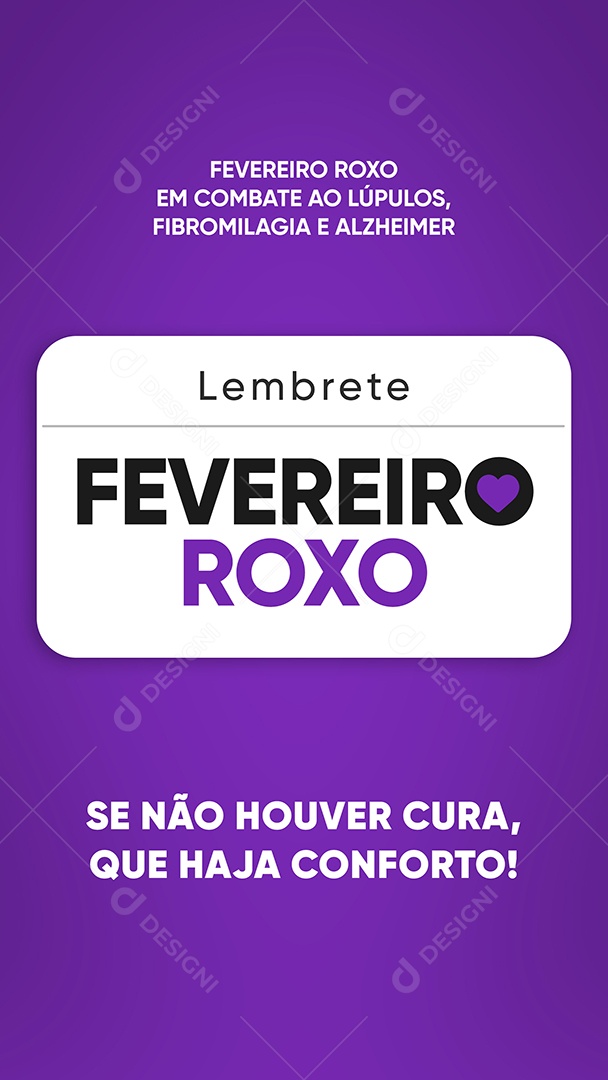 Social Media Story Lembrete Fevereiro Roxo PSD Editável