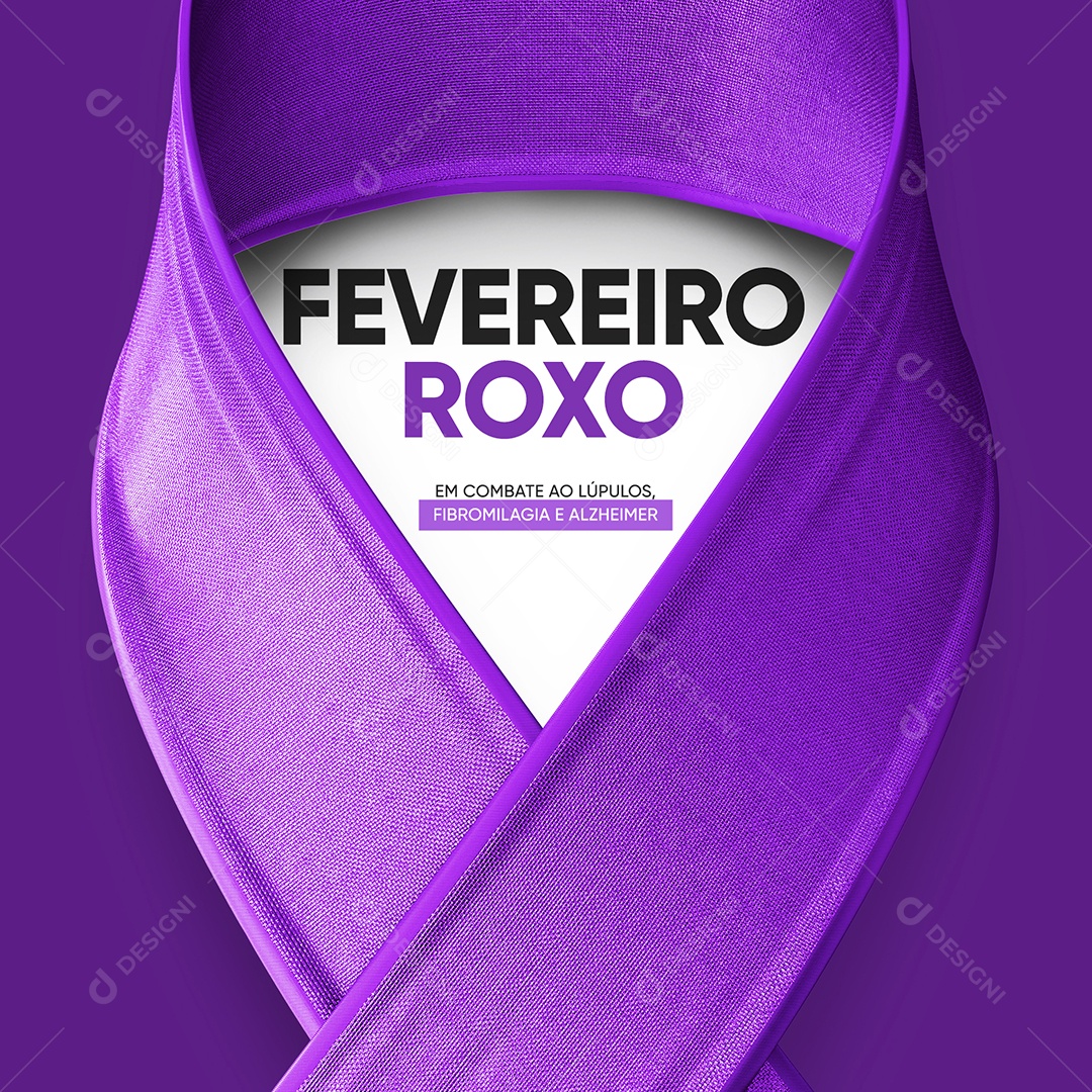 Social Media Feed Fevereiro Roxo PSD Editável