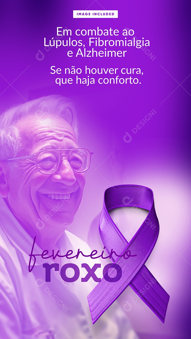 Social Media Story Fevereiro Roxo Em Combate Ao Lúpulos Fibromialgia e Alzheimer PSD Editável