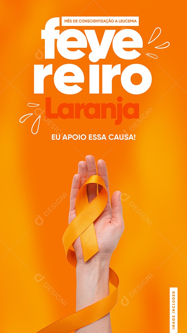 Social Media Story Mês De Conscientização a Leucemia Fevereiro Laranja PSD Editável