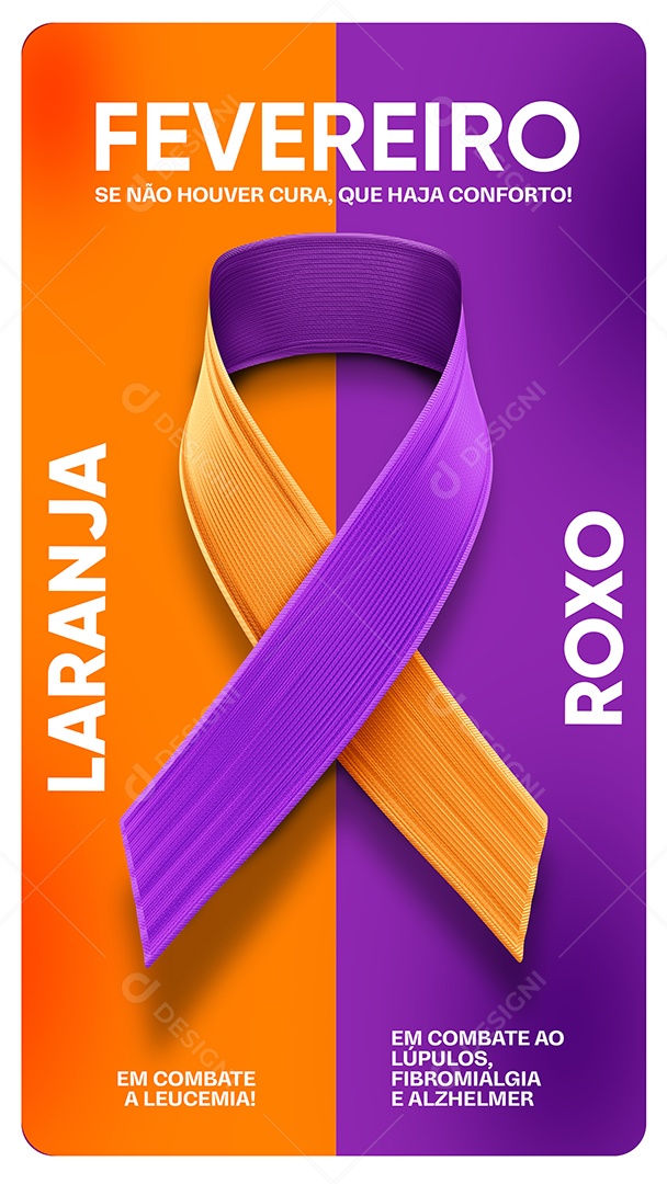 Social Media Story Fevereiro Laranja e Roxo PSD Editável