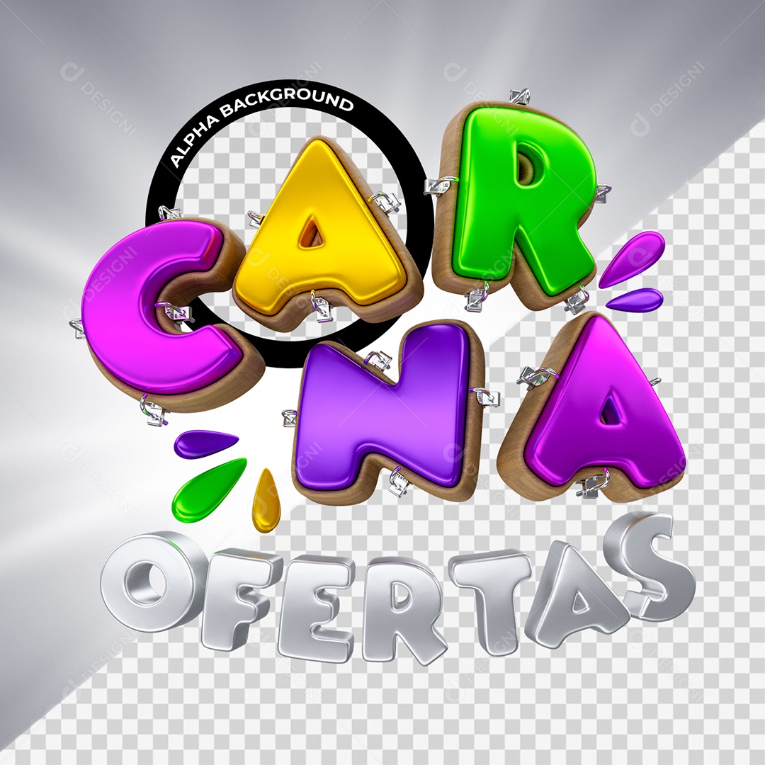 Selo 3D Carna Ofertas Selo 3D Colorido para Composição PSD