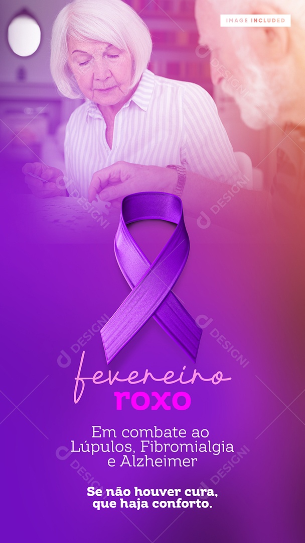 Social Media Story Fevereiro Roxo Haja Conforto PSD Editável