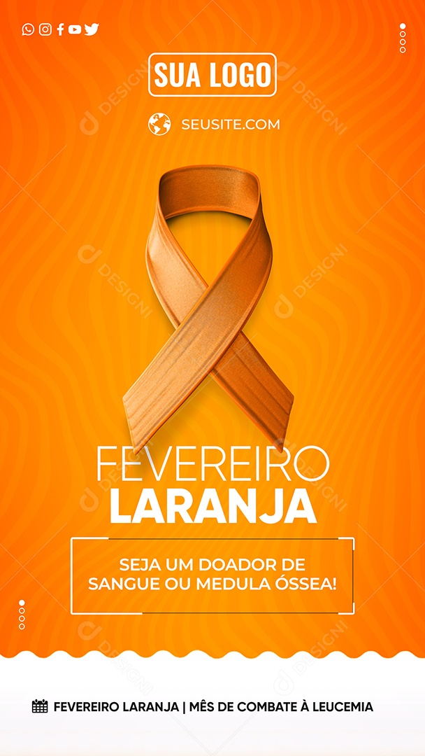 Social Media Story February Orange Be an Editable PSD Donor