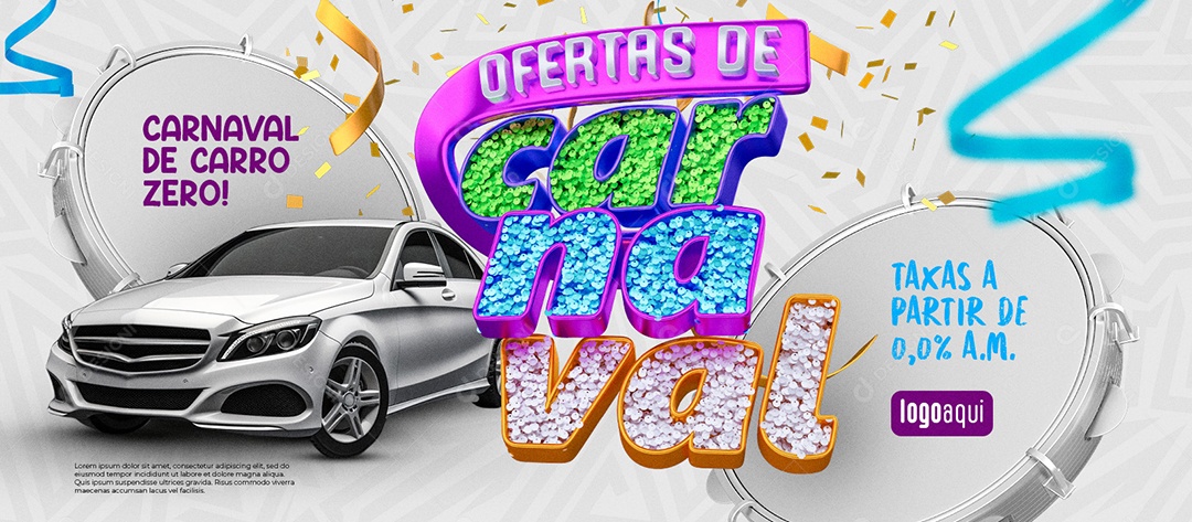 Banner Ofertas De Carnaval Concessionária Carnaval De Carro Zero Social Media PSD Editável
