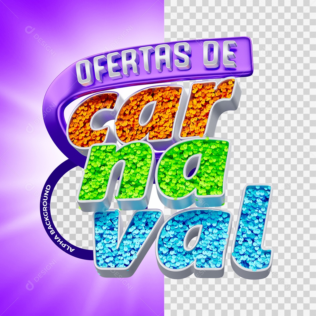 Selo 3D Ofertas De Carnaval Colorido para Composição PSD