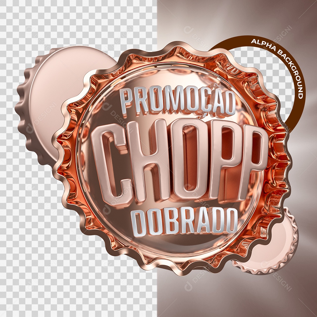 Promoção Chopp Dobrado Selo 3D para Composição PSD