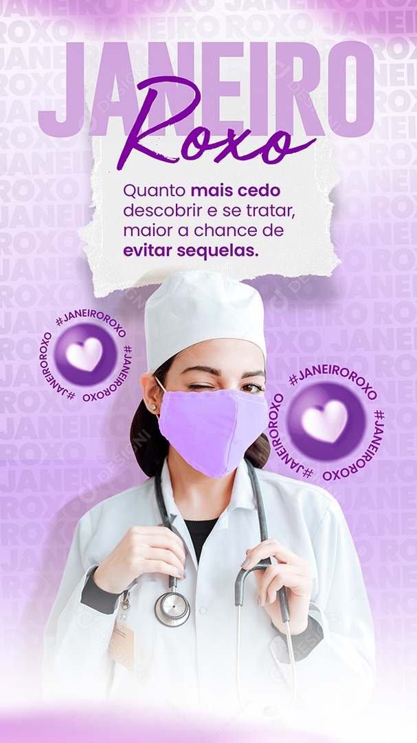 Story Janeiro Roxo Quanto mais Cedo Descobrir e se Tratar Maior a Chance de Evitar Sequelas Social Media PSD Editável