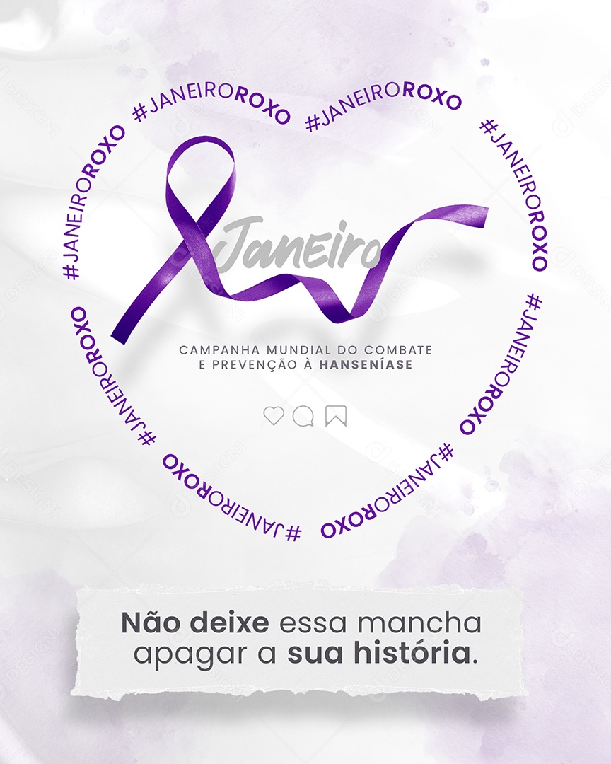 Janeiro Roxo Campanha Mundial do Combate e Prevenção a Hanseníase Social Media PSD Edtável