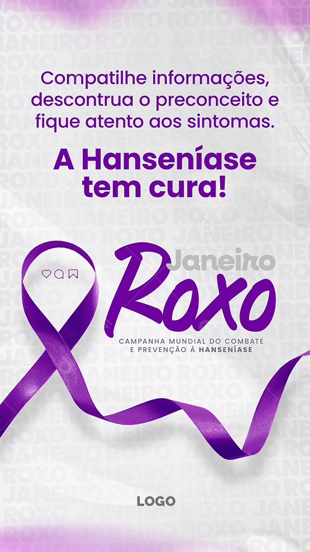 Story Janeiro Roxo a Hanseníase tem Cura Social Media PSD Editável
