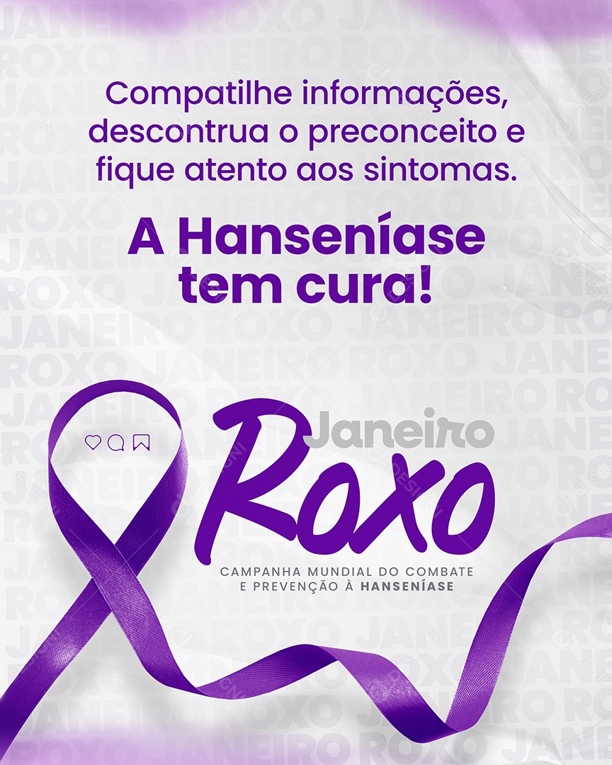 Janeiro Roxo a Hanseníase tem Cura Social Media PSD Editável