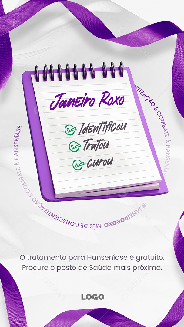 Story Janeiro Roxo Identificou Tratou Curou Social Media PSD Editável