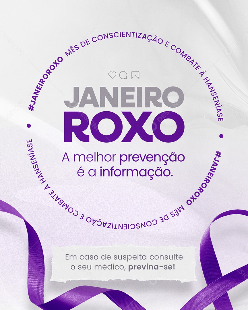 Janeiro Roxo Mês de Conscientização de Combate a Hanseníase Social Media PSD Editável