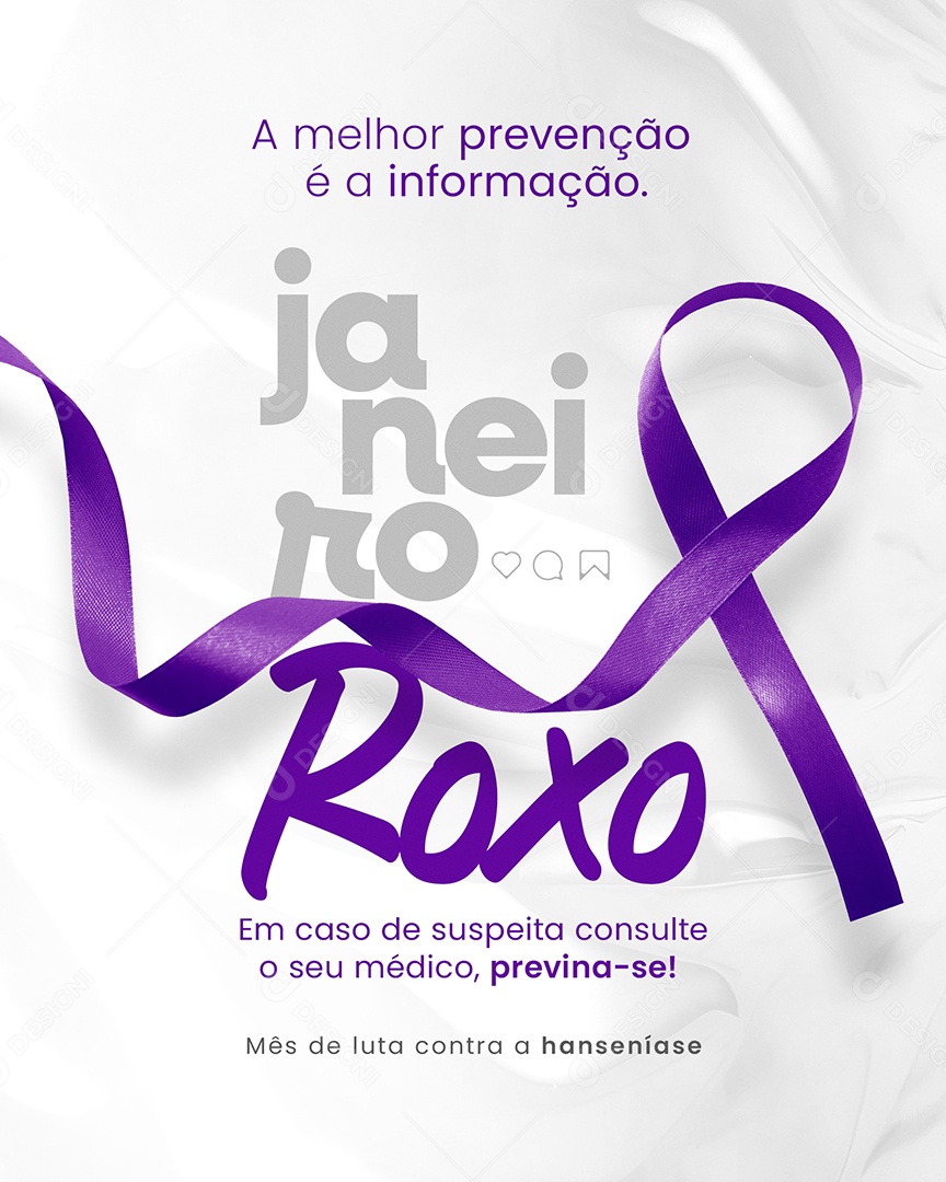 Janeiro Roxo a Melhor Prevenção é a Informação Social Media PSD Editável