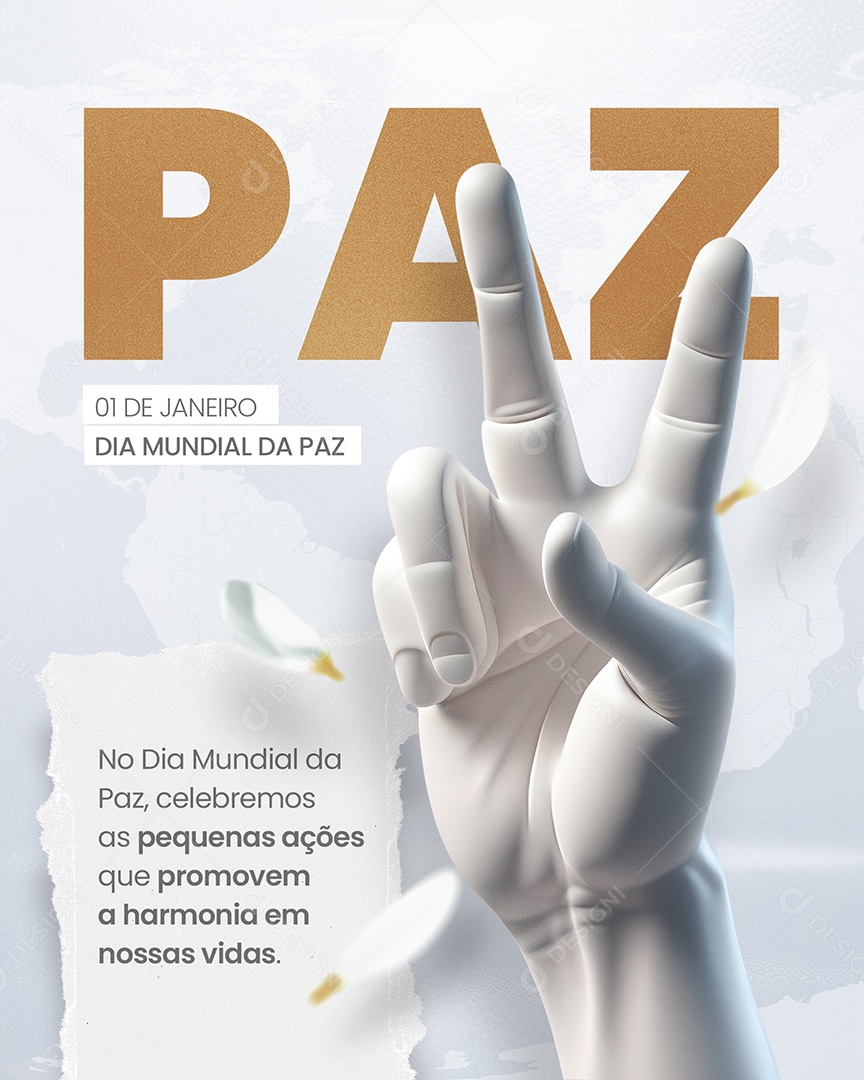 Dia Mundial da Paz 01 de Janeiro Celebramos as Pequenas Ações que Promovem a Harmonia Social Media PSD Editável