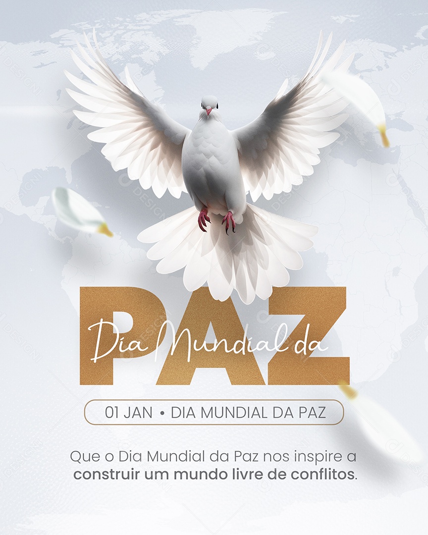 Dia Mundial da Paz 01 de Janeiro nos Inspira a Construir um Mundo Livre de Conflitos Social Media PSD Editável