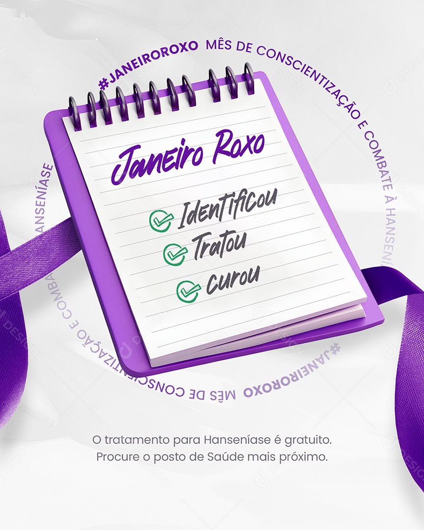 Janeiro Roxo Identificou Tratou Curou Social Media PSD Editável