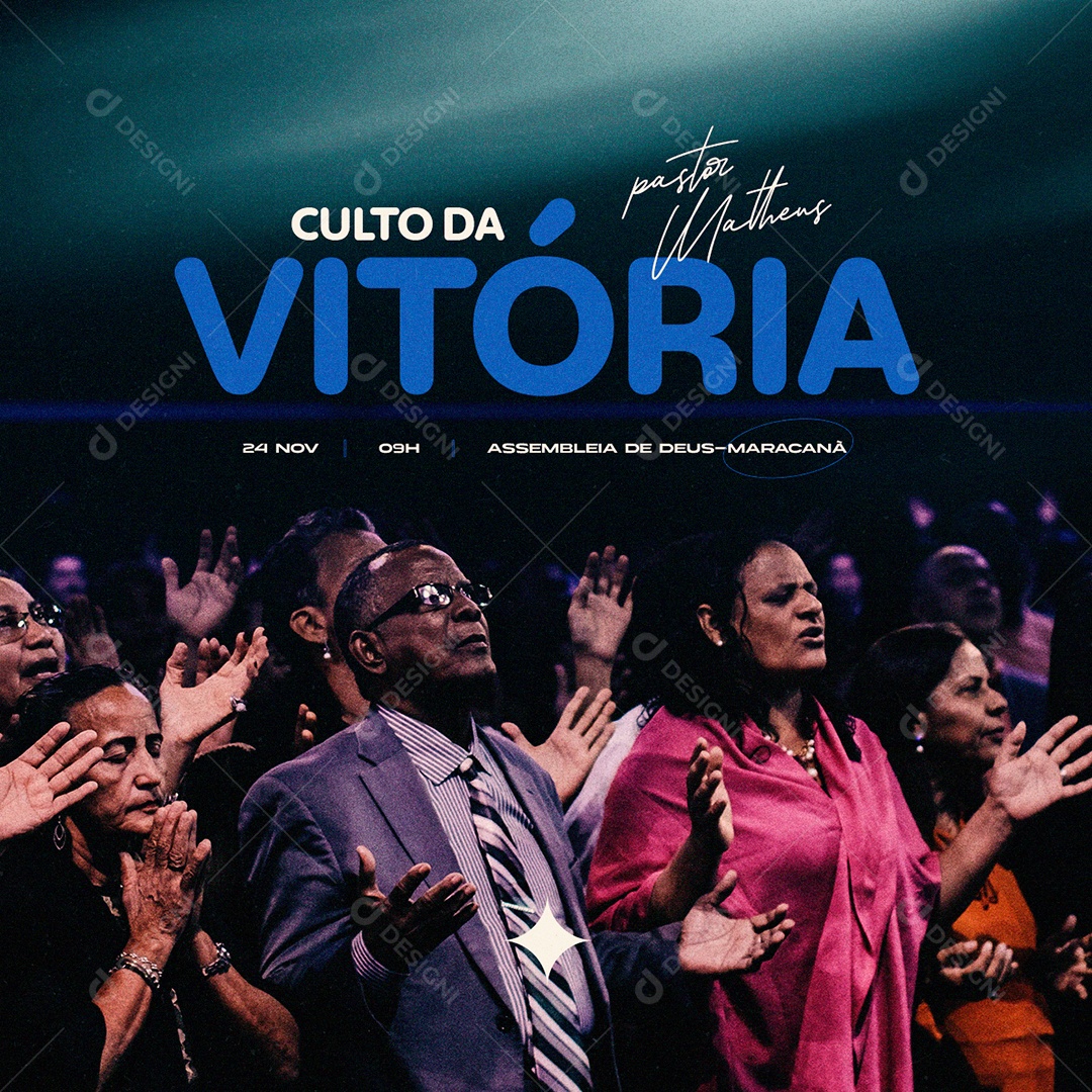 Gospel Igreja Culto Da Vitória Pastor Matheus Social Media PSD Editável