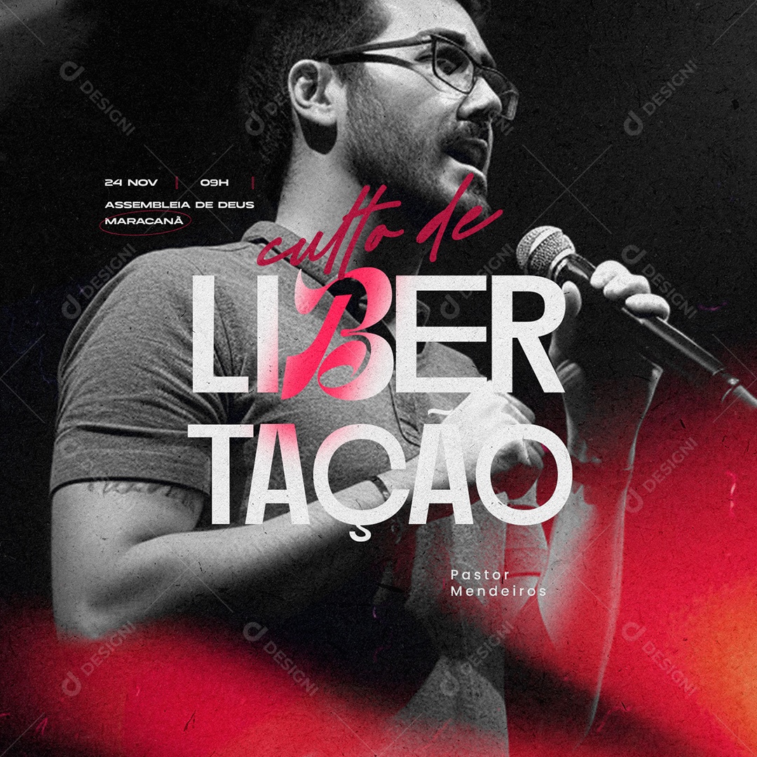 Gospel Culto de Libertação Pastor Mendeiros Social Media PSD Editável