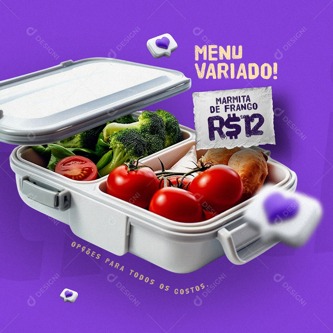 Restaurante Marmitas Menu Variado Marmita De Frango Social Media PSD Editável