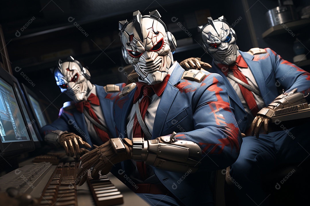 Visão frontal do rosto de horor