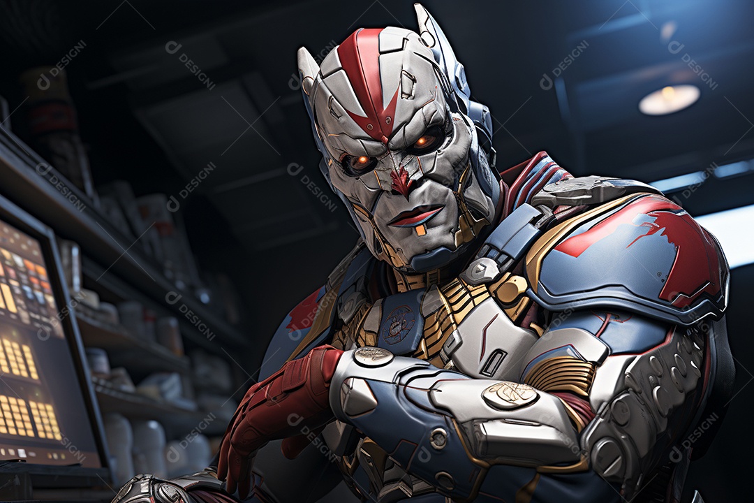 Visão frontal do rosto de horor