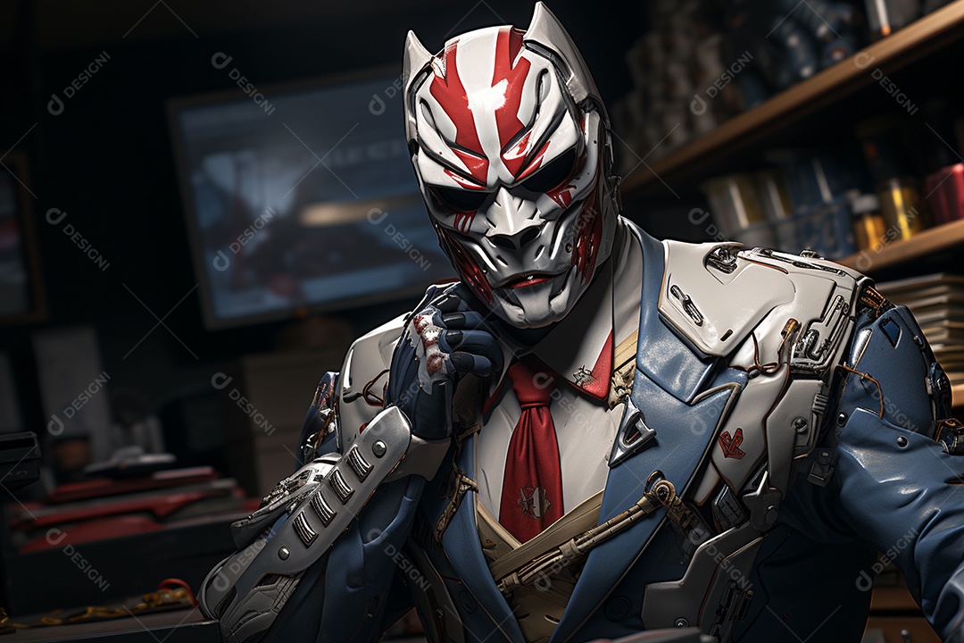 Visão frontal do rosto de horor