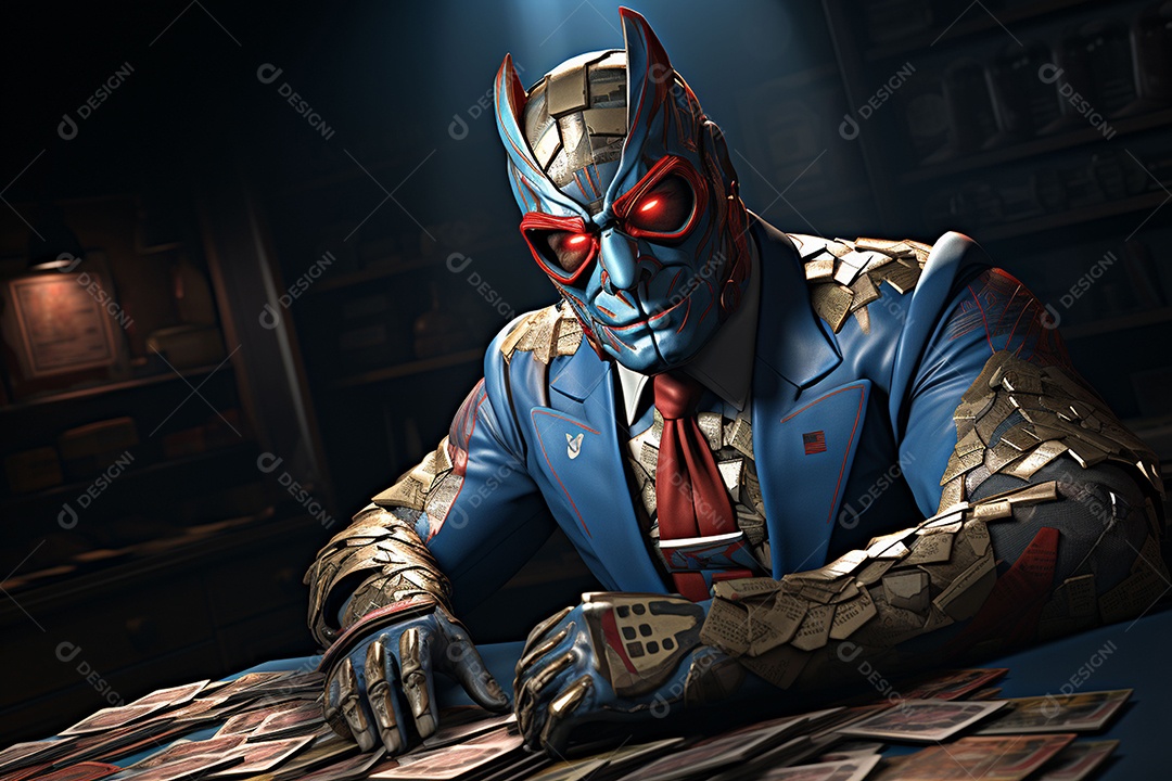 Visão frontal do rosto de horor