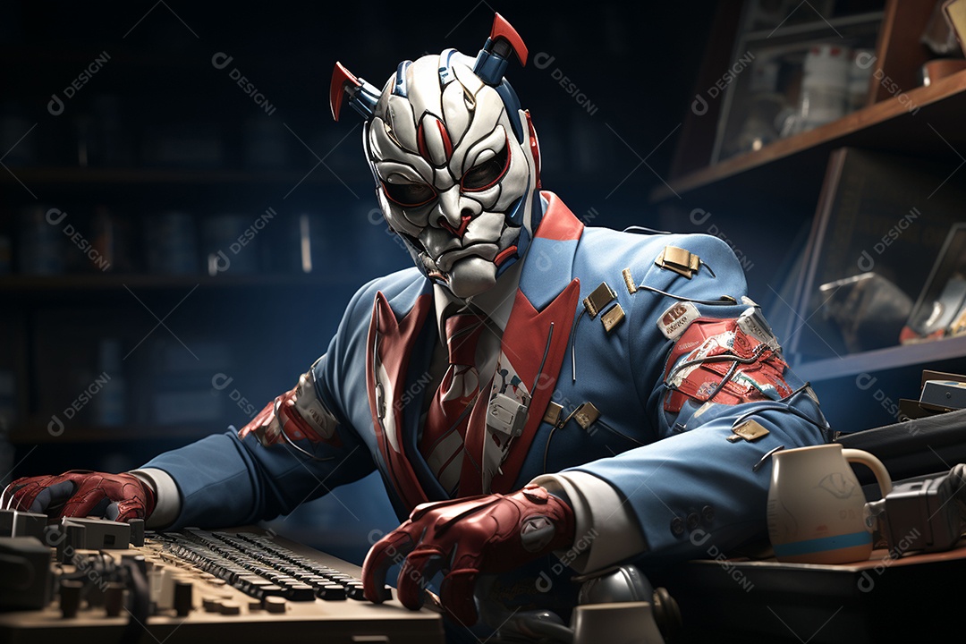 Visão frontal do rosto de horor