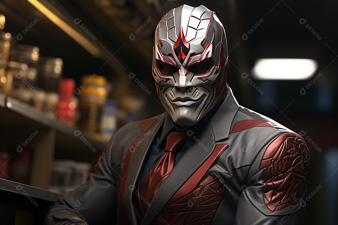 Visão frontal do rosto de horor