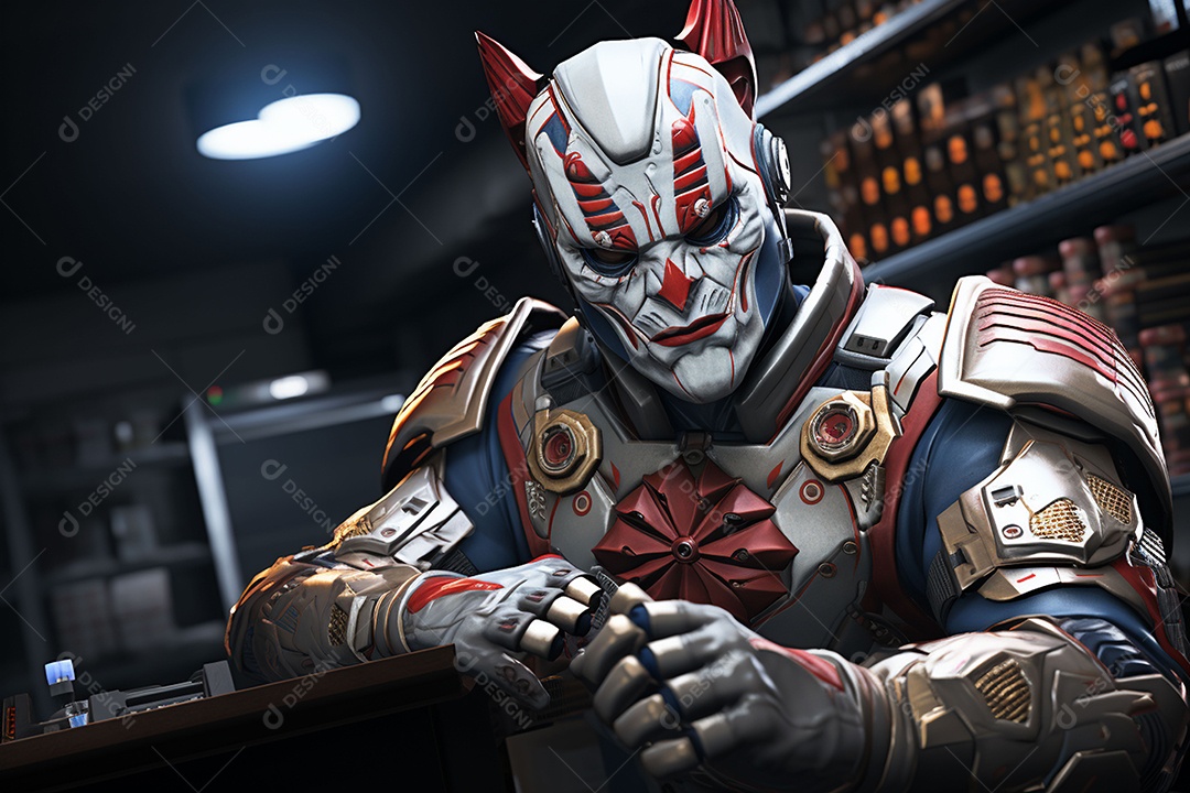 Visão frontal do rosto de horor