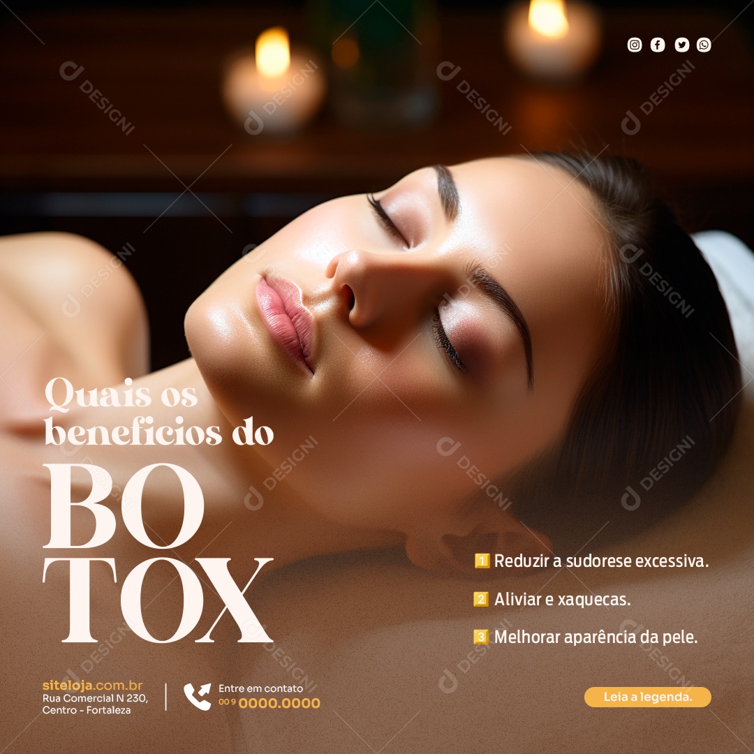 Social Media Quais Os Beneficios Do Botox PSD Editável