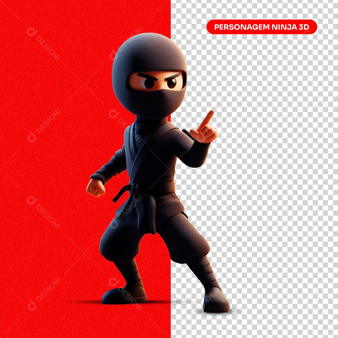 Personagem 3D Ninja Para Composição PSD