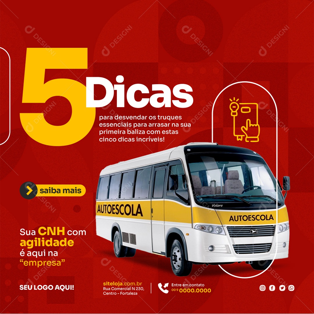 Social Media 5 Dicas Sua CNH Com Agilidade PSD Editável