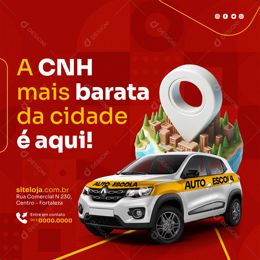 Social Media a CNH Mais Barata Da Cidade é Aqui PSD Editável