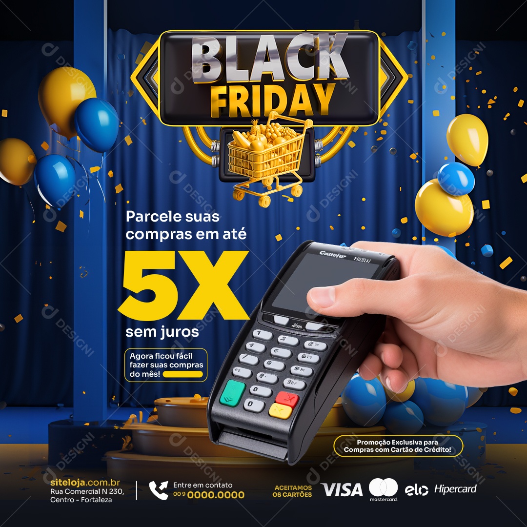 Social Media Black Friday Parcele Suas Compras PSD Editável