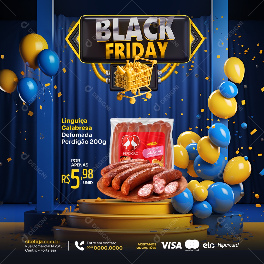 Social Media Black Friday Linguiça Calabresa Perdigão PSD Editável