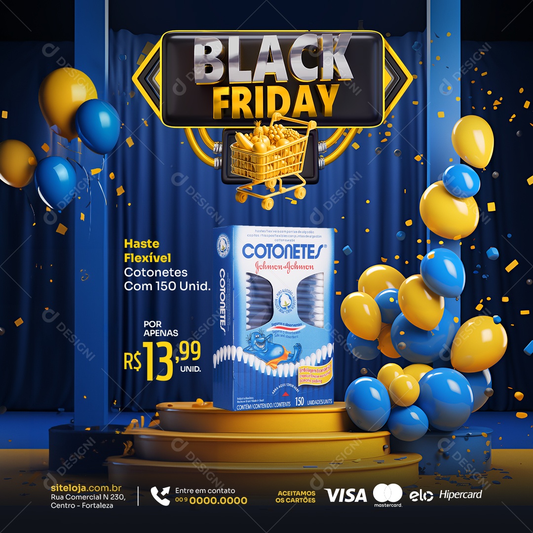 Social Media Black Friday Contonete Supermercado PSD Editável