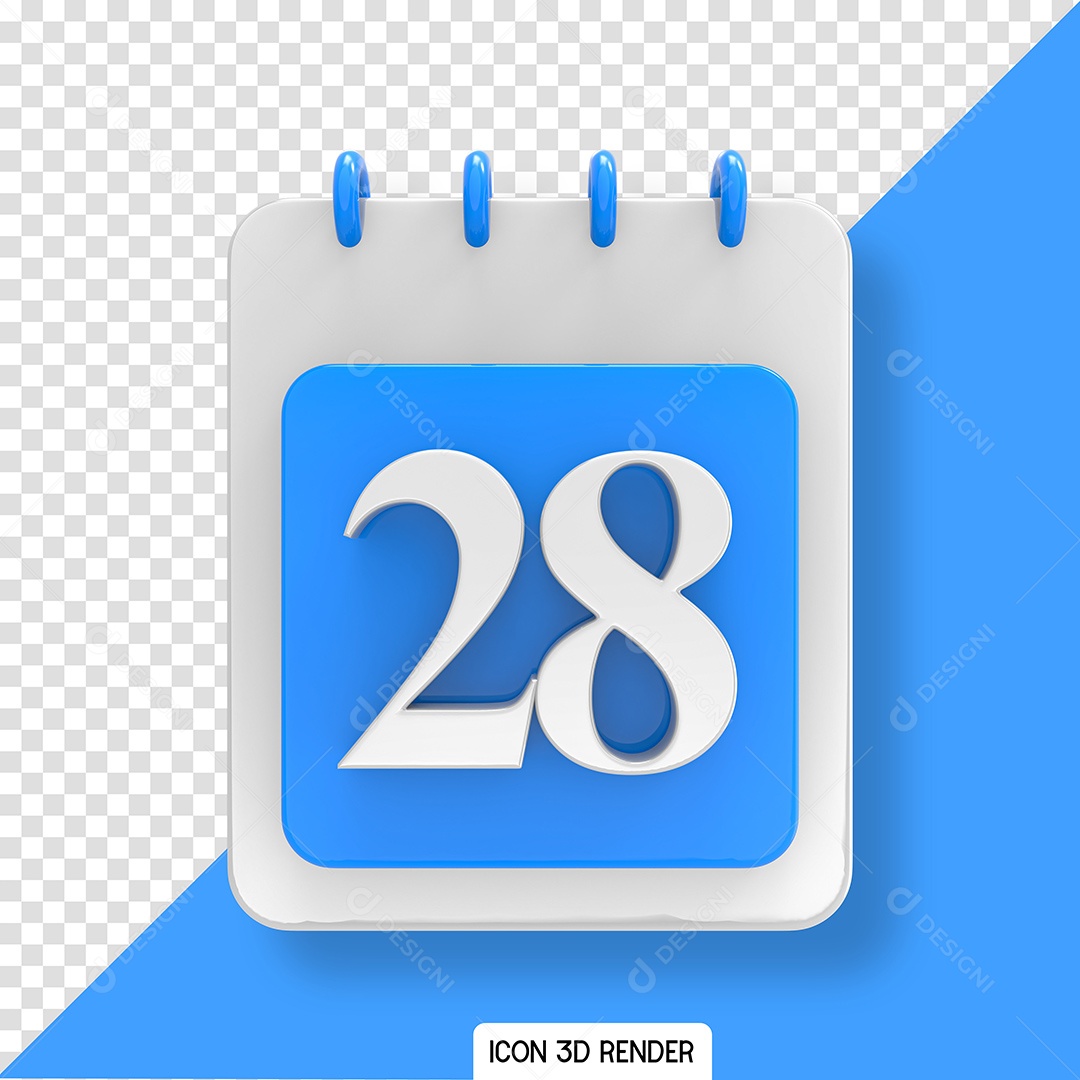 Dia 28 Calendário Elemento 3D para Composição PSD