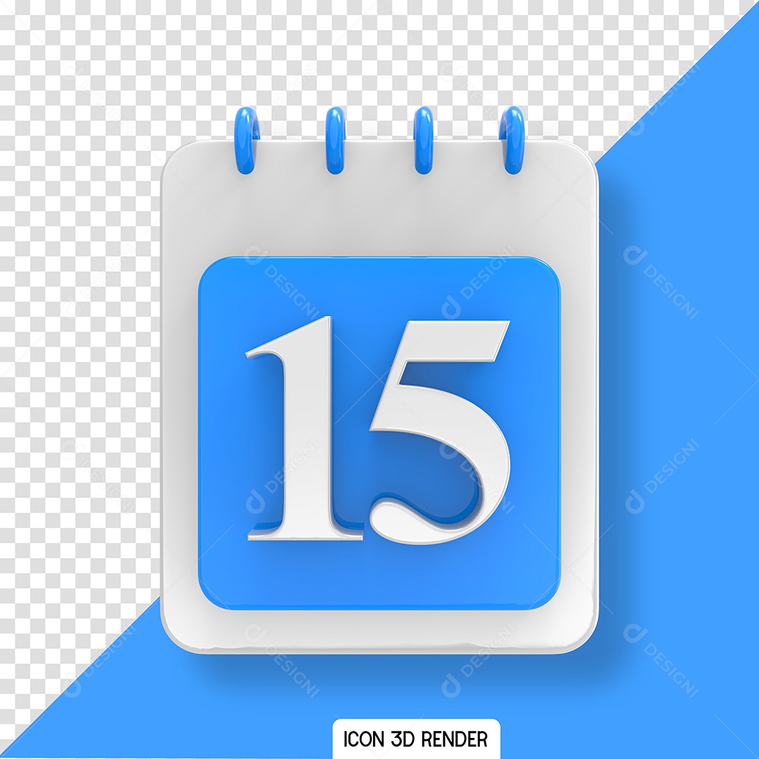 Calendário Dia 15 Elemento 3D para Composição PSD