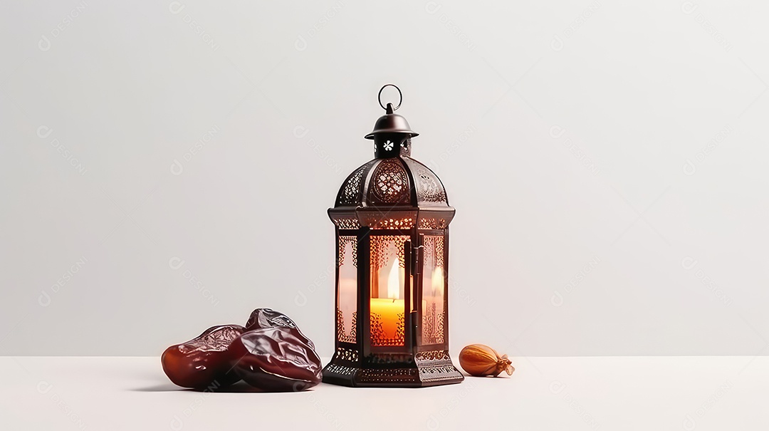 Lanterna Ramadan Kareem em fundo branco