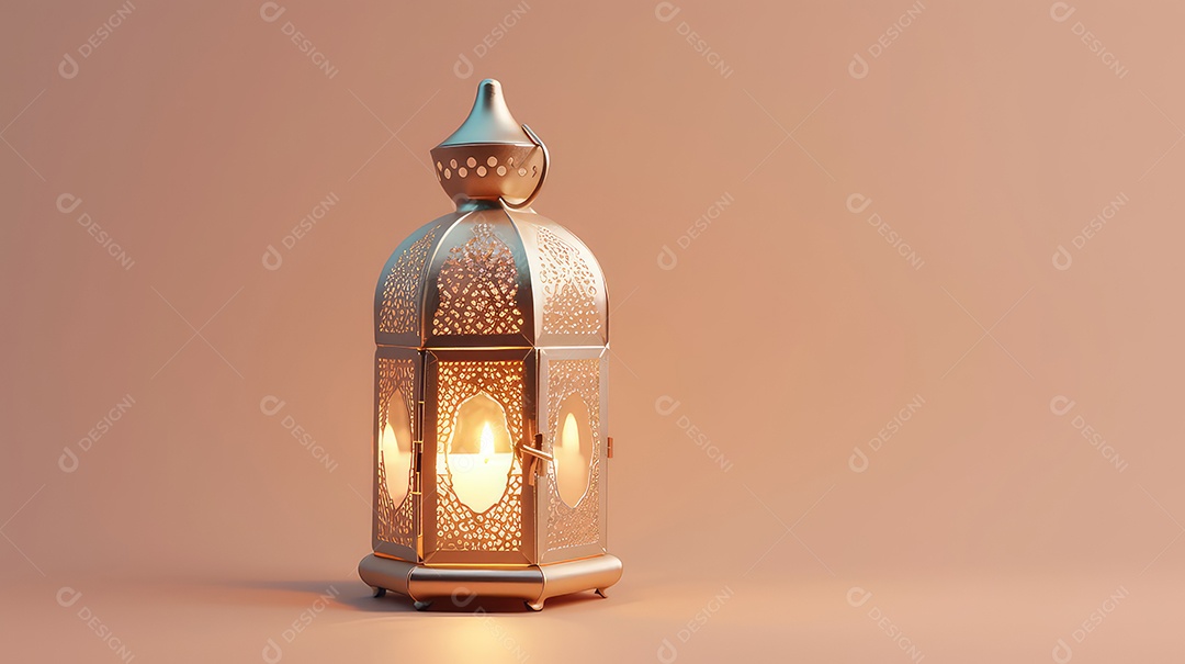 Lanterna com vela acesa fundo do ramadã kareem