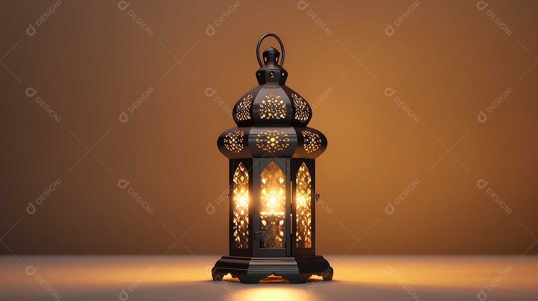 Lanterna islâmica em fundo claro mubarak do Ramadã