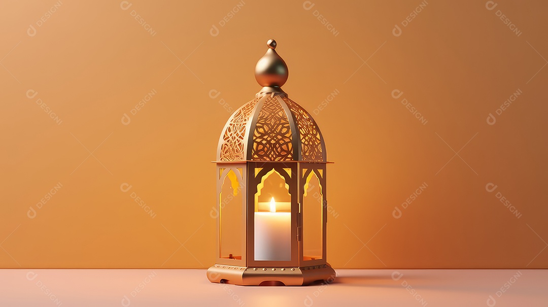 Lanterna islâmica em fundo claro mubarak do Ramadã
