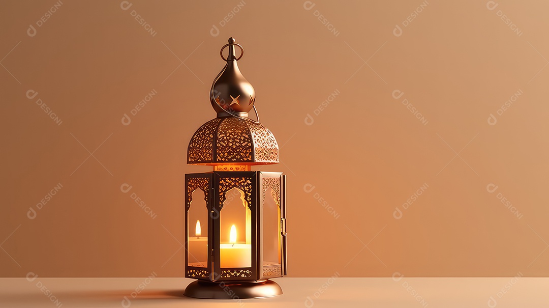 Lanterna islâmica em fundo claro mubarak do Ramadã