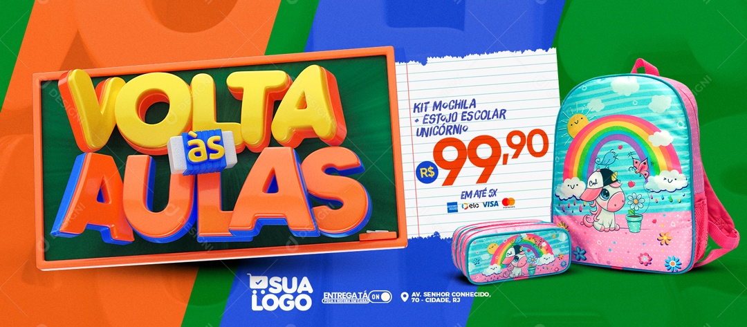 Social Media Banner Back to School Editable PSD Backpack Kit