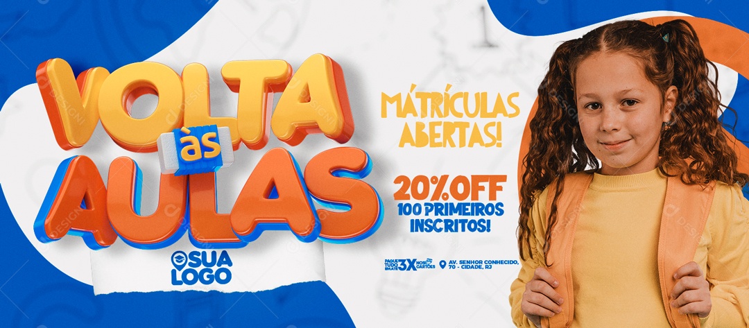 Social Media Banner Volta às Aulas Mátriculas Abertas PSD Editável