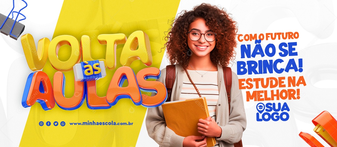 Social Media Banner Volta às Aulas Com o Futuro Não Se Brinca PSD Editável