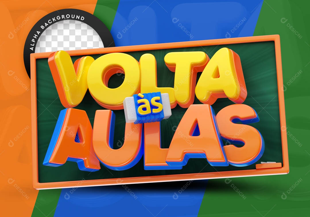 Selo 3D Volta às Aulas Para Composição PSD